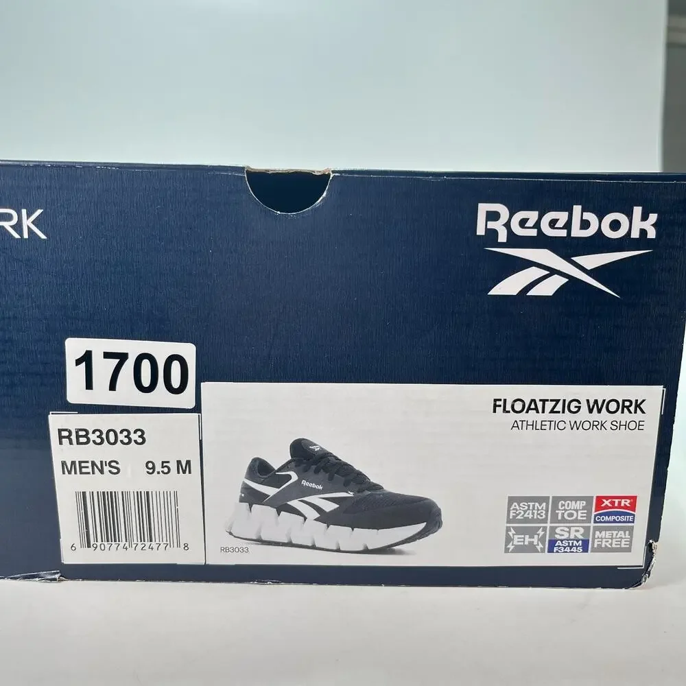 Reebok FloatZig Black White Athletic Comfort Work Shoes RB3033 Men's Size 9.5M